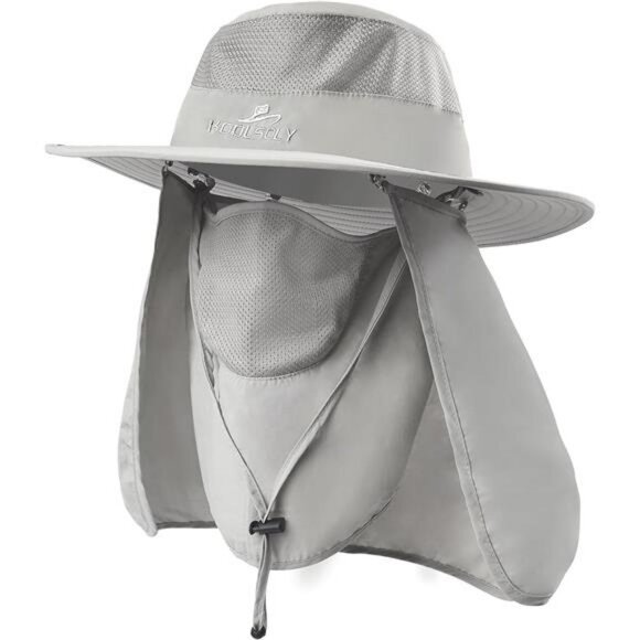 UPF 50 Sun Protection Fishing Hat Neck Flap Face Cover Outdoor Hiking Cap - Picture 1 of 7